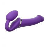 Замовити анонімно: Безремінний страпон з вібрацією Strap-On-Me Vibrating Violet L, діам. 4,2 см, пульт ДК, регульований