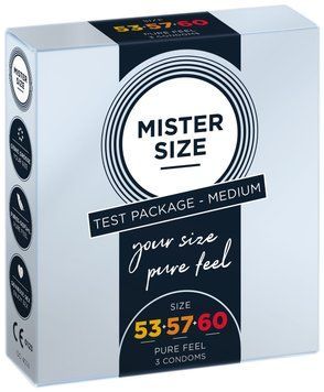 Набір презервативів Mister Size - pure feel - 53&ndash;57&ndash;60 (3 condoms), 3 розміри, товщина 0,05 мм &mdash; купити в інтим-бутику EroticToys