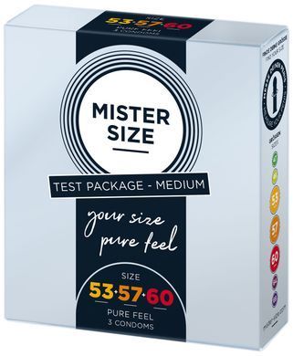 Набір презервативів Mister Size - pure feel - 53&ndash;57&ndash;60 (3 condoms), 3 розміри, товщина 0,05 мм &mdash; купити в інтим-бутику EroticToys