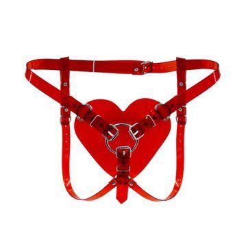 Трусики Серце для страпону Feral Feelings - Hearts Strap-on Belt Red Trasparent &mdash; купити в інтим-бутику EroticToys