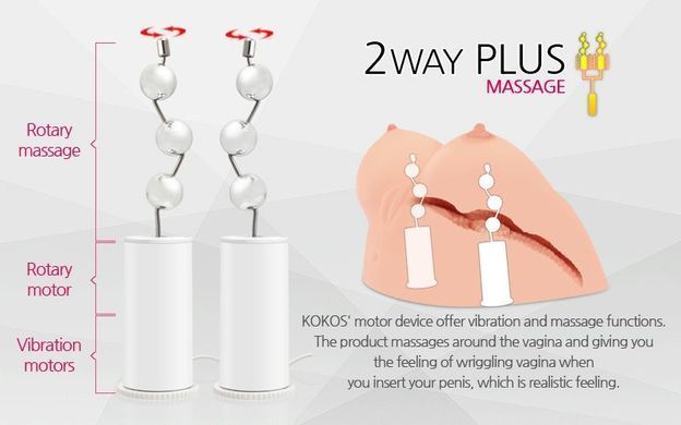 Мастурбатор Kokos Juilana Breast 2WayPlus з функцією масажу та вібрацією &mdash; купити в інтим-бутику EroticToys