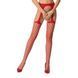 Сітчасті панчохи-стокінги Passion S011 One Size, Red, імітація гартерів, відкритий доступ в інтим-бутику EroticToys