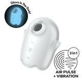 Вакуумний кліторальний стимулятор з вібрацією Satisfyer Glowing Ghost White, світиться в темряві &mdash; купити в інтим-бутику EroticToys