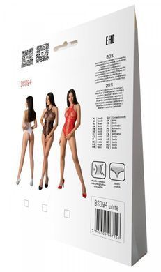 Бодістокінг з імітацією корсетної шнурівки Passion BS094 One Size, white, квітковий візерунок, з дос &mdash; купити в інтим-бутику EroticToys
