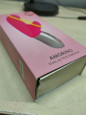 Мінівібратор-кролик зі стимулювальною стрічкою Fun Factory AMORINO pink/neon yellow (м'яте паковання!!!) &mdash; купити в інтим-бутику EroticToys