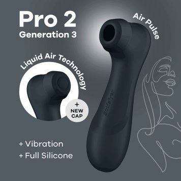 Вакуумний кліторальний стимулятор Satisfyer Pro 2 Generation 3 with Liquid Air Dark Grey &mdash; купити в інтим-бутику EroticToys