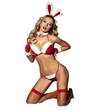 Новорічний еротичний костюм зайчика JSY 8001 Red One Size &mdash; купити в інтим-бутику EroticToys