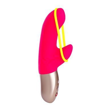 Мінівібратор-кролик зі стимулювальною стрічкою Fun Factory AMORINO pink/neon yellow (м'яте паковання!!!) &mdash; купити в інтим-бутику EroticToys
