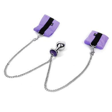 Наручники з металевою анальною пробкою Art of Sex Handcuffs with Metal Anal Plug size M Purple &mdash; купити в інтим-бутику EroticToys