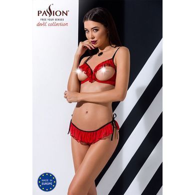Комплект білизни Passion Exclusive CHERRY SET OpenBra L/XL, red, відкритий ліф, трусики-спідничка &mdash; купити в інтим-бутику EroticToys