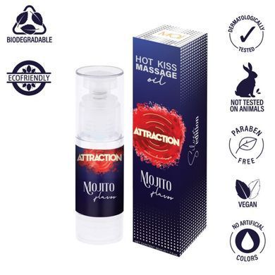 Розпродаж!!! Їстівна масажна олія MAI Attraction Mojito Hot Kiss 50 мл (термін 09.2026) &mdash; купити в інтим-бутику EroticToys