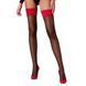 Панчохи Passion ST120 3/4 black-red, на ажурній силіконовій резинці, вишуканий декор та люрекс в інтим-бутику EroticToys
