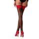 Панчохи Passion ST120 3/4 black-red, на ажурній силіконовій резинці, вишуканий декор та люрекс в інтим-бутику EroticToys