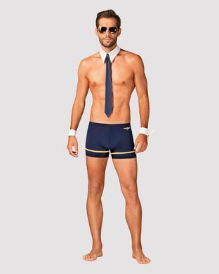 Еротичний костюм пілота Obsessive Pilotman set 2XL/3XL, боксери, манжети, комір з краваткою, окуляри &mdash; купити в інтим-бутику EroticToys