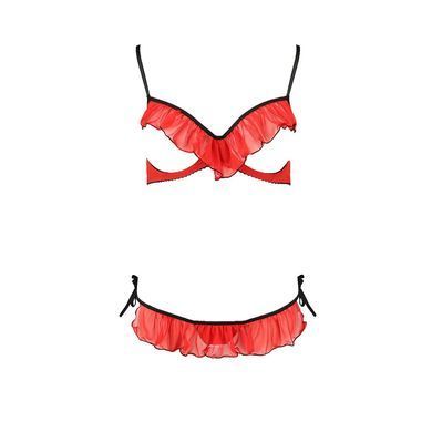 Комплект білизни Passion Exclusive CHERRY SET OpenBra S/M, red, відкритий ліф, трусики-спідничка &mdash; купити в інтим-бутику EroticToys