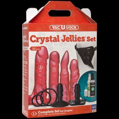 Набір для страпона Doc Johnson Vac-U-Lock Crystal Jellies Set (м'ята упаковка!!!) &mdash; купити в інтим-бутику EroticToys
