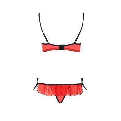 Комплект білизни Passion Exclusive CHERRY SET OpenBra S/M, red, відкритий ліф, трусики-спідничка &mdash; купити в інтим-бутику EroticToys