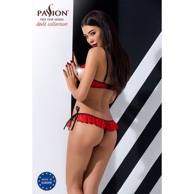 Комплект білизни Passion Exclusive CHERRY SET OpenBra S/M, red, відкритий ліф, трусики-спідничка &mdash; купити в інтим-бутику EroticToys