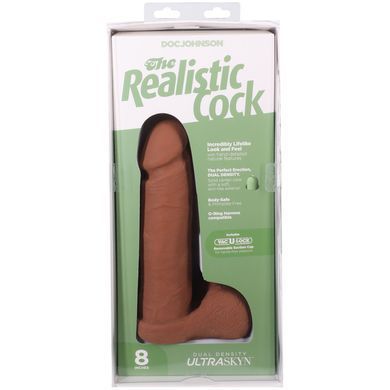 Фалоімітатор Doc Johnson The Realistic Cock ULTRASKYN - 8 Inch with Balls Caramel &mdash; купити в інтим-бутику EroticToys