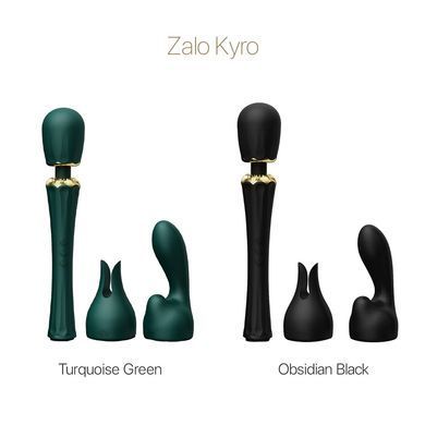 Вібромасажер з насадками Zalo &mdash; Kyro Wand Turquoise Green &mdash; купити в інтим-бутику EroticToys