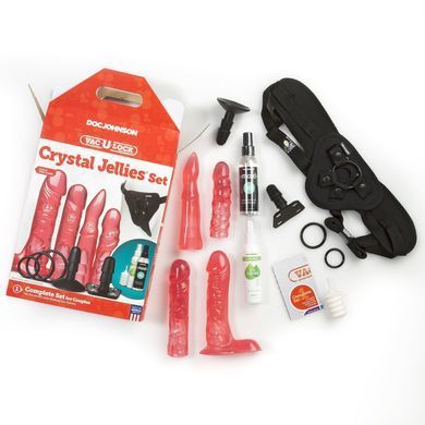 Набір для страпона Doc Johnson Vac-U-Lock Crystal Jellies Set (м'ята упаковка!!!) &mdash; купити в інтим-бутику EroticToys