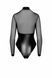 Боді Noir Handmade F321 Edge, XL, низ під латекс, верх сітка, блискавка на все тіло, декор кільця в інтим-бутику EroticToys
