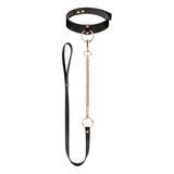 Нашийник з повідцем Rosy Gold - Collar with Leash - Black &mdash; купити в інтим-бутику EroticToys