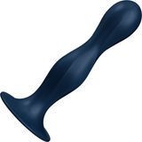 Дилдо Satisfyer Double Ball-R Dark Blue, унісекс, рухомі кульки всередині, на присосці &mdash; купити в інтим-бутику EroticToys