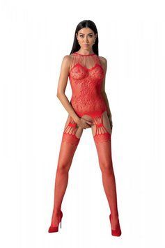 Бодістокінг з безліччю бретелей Passion BS095 One Size, red, імітація пояса та панчіх, з доступом &mdash; купити в інтим-бутику EroticToys