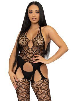 Бодістокінг з відкритим доступом Leg Avenue Net suspender bodystocking One size Black, мереживо &mdash; купити в інтим-бутику EroticToys