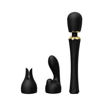 Вібромасажер з насадками Zalo &mdash; Kyro Wand Obsidian Black &mdash; купити в інтим-бутику EroticToys