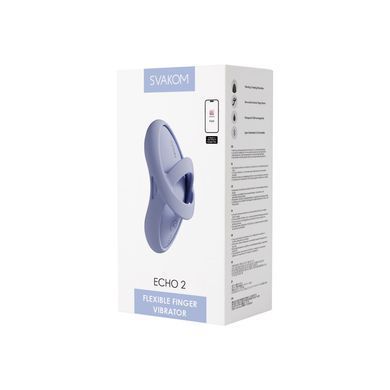 Смарт-вібратор для клітора Svakom Echo 2 Sky Blue, підігрів до 38 &deg;C, знімна насадка на палець &mdash; купити в інтим-бутику EroticToys