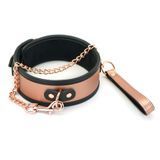 Широкий нашийник з повідцем Liebe Seele Rose Gold Memory Collar with Leash, натуральна шкіра &mdash; купити в інтим-бутику EroticToys