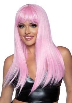 Довга рожева перука Leg Avenue Long straight bang wig Pink, гладенька, 61 см &mdash; купити в інтим-бутику EroticToys