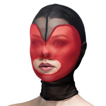 Маска серце сітка з відкритим ротом Feral Feelings - Hearts Mask Black/Red &mdash; купити в інтим-бутику EroticToys