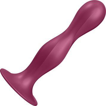 Дилдо Satisfyer Double Ball-R Red, унісекс, рухомі кульки всередині, на присосці &mdash; купити в інтим-бутику EroticToys