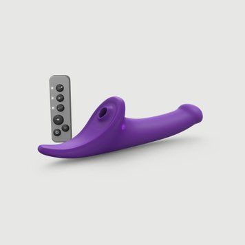 Вібронасадка для страпону з вакуумною стимуляцією Strap-On-Me Multi Orgasm Dildo L Purple &mdash; купити в інтим-бутику EroticToys