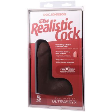 Фалоімітатор Doc Johnson The Realistic Cock ULTRASKYN - 5 Inch with Balls Chocolate &mdash; купити в інтим-бутику EroticToys
