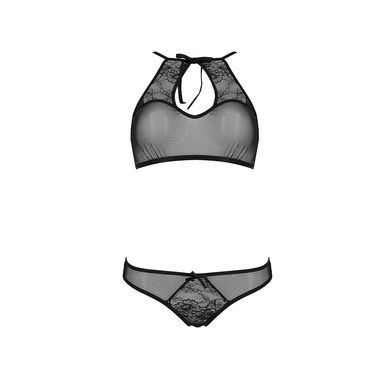 Комплект: бра, трусики з ажурним декором та відкритим кроком Passion URSULA SET XXL/XXXL, black &mdash; купити в інтим-бутику EroticToys