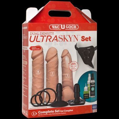 Набір для страпона Doc Johnson Vac-U-Lock Dual Density UltraSKYN Set, діаметр 3&times;4,5см &mdash; купити в інтим-бутику EroticToys