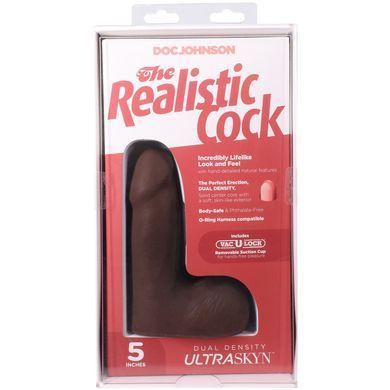 Фалоімітатор Doc Johnson The Realistic Cock ULTRASKYN - 5 Inch with Balls Chocolate &mdash; купити в інтим-бутику EroticToys
