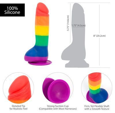Райдужний фалоімітатор ADDICTION - JUSTIN - 8 "- RAINBOW, 20,3 см, силікон, вібропуля в подарунок &mdash; купити в інтим-бутику EroticToys