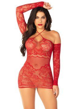Сукня Leg Avenue Seamless Off The Shoulder Mini Dress One Size, Red &mdash; купити в інтим-бутику EroticToys