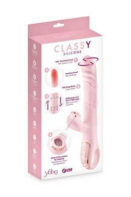 Вібратор-кролик 5в1 Yoba Classy, вібрація, ротація, пульсація, перлинний масаж, нагрівання &mdash; купити в інтим-бутику EroticToys