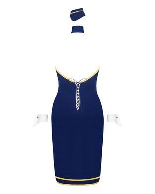 Еротичний костюм стюардеси Obsessive Stewardess uniform M/L, blue, сукня, пілотка, шарф, манжети &mdash; купити в інтим-бутику EroticToys