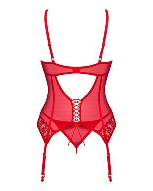 Комплект корсет та стрінги Obsessive Ingridia corset & thong XS/S, червоний &mdash; купити в інтим-бутику EroticToys