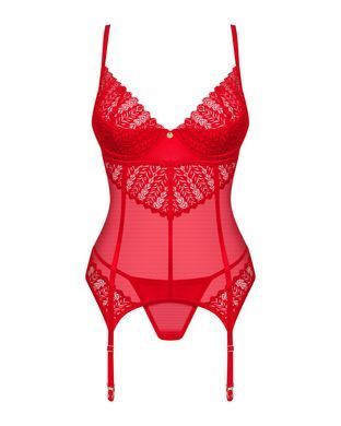 Комплект корсет та стрінги Obsessive Ingridia corset & thong XS/S, червоний &mdash; купити в інтим-бутику EroticToys