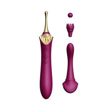 Вагінально-кліторальний вібратор Zalo &mdash; Bess Velvet Purple, мультифункціональний із насадками &mdash; купити в інтим-бутику EroticToys