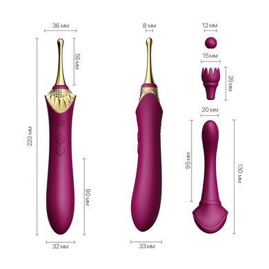 Вагінально-кліторальний вібратор Zalo &mdash; Bess Velvet Purple, мультифункціональний із насадками &mdash; купити в інтим-бутику EroticToys