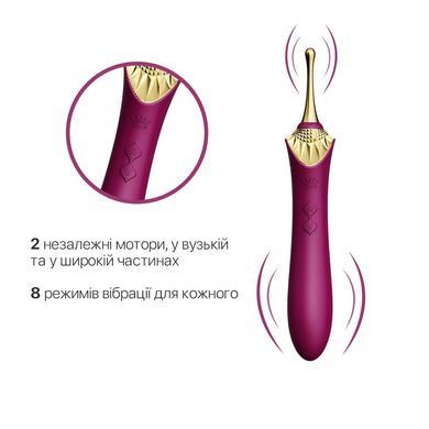 Вагінально-кліторальний вібратор Zalo &mdash; Bess Velvet Purple, мультифункціональний із насадками &mdash; купити в інтим-бутику EroticToys